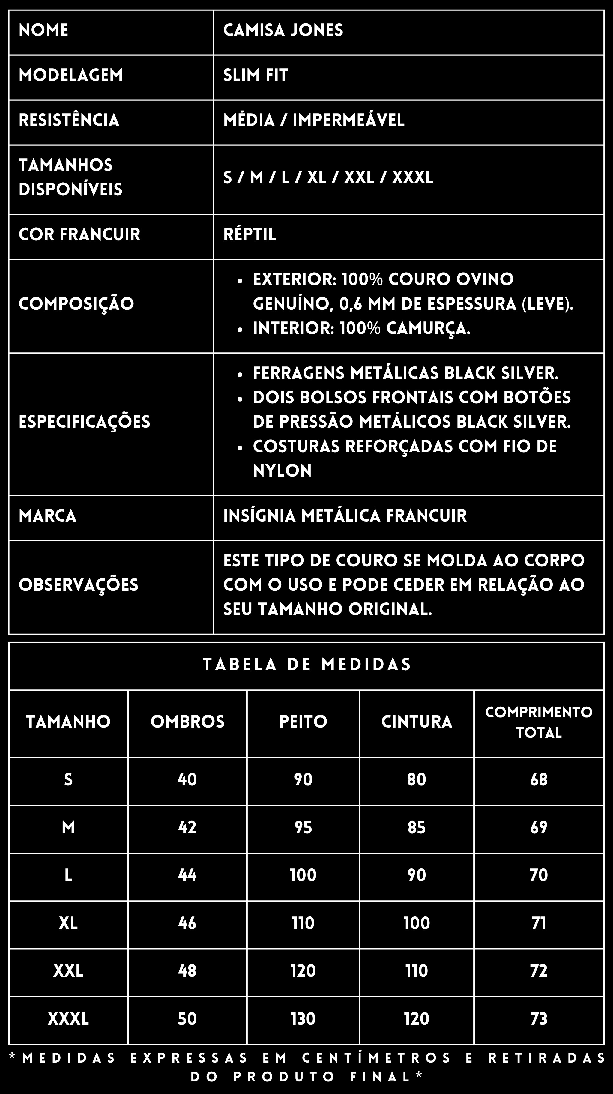 Camisa Couro Ovino Jones FRANCUIR